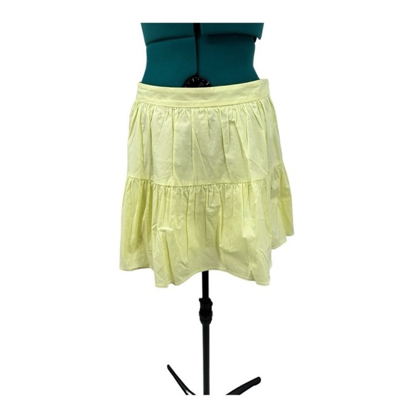 New Staud Sea Stretch Cotton Mini Skirt Ruffle Tiered Sunray Yellow NWOT - Picture 4 of 7